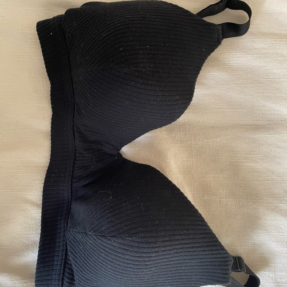 Kindred Bravely Black Ribbed Nursing Bra. Large Busty.